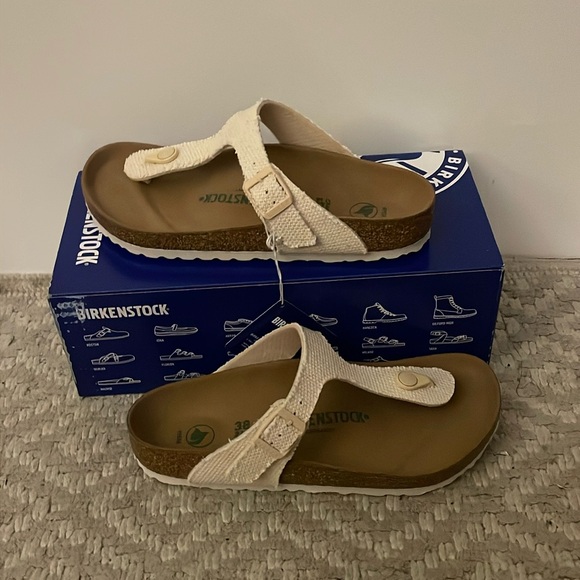 Birkenstock Shoes - Birkenstock Textured Cream Sandals